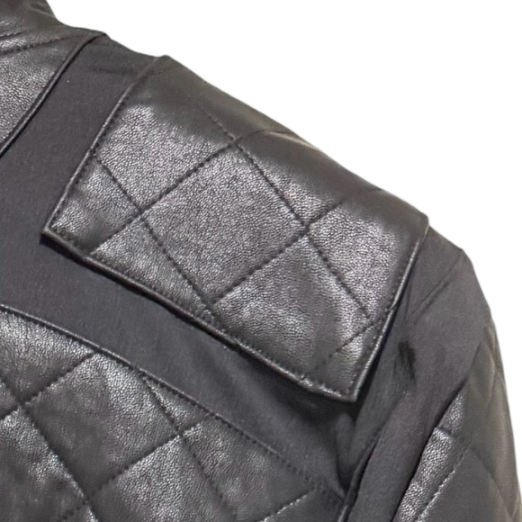 Victoria’s Secret NWOT Size M Black Quilted Faux Leather Bomber Jacket (0562) - Picture 6 of 12